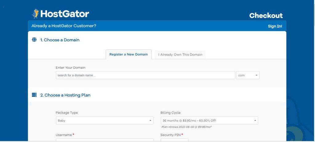 hostgator checkout