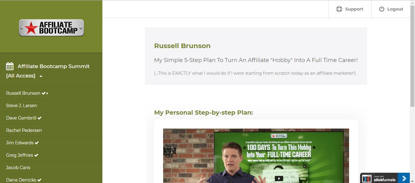 affiliate bootcamp by russell brunson for Clickfunnels