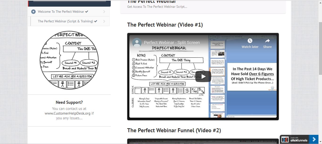 perfect webinar script for clickfunnels lesson videos