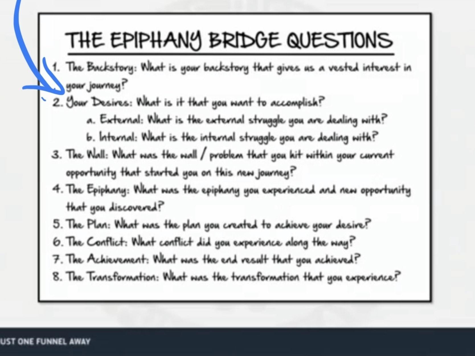 epiphany bridge script questions from expert secrets book by russell brunson and clickfunnels