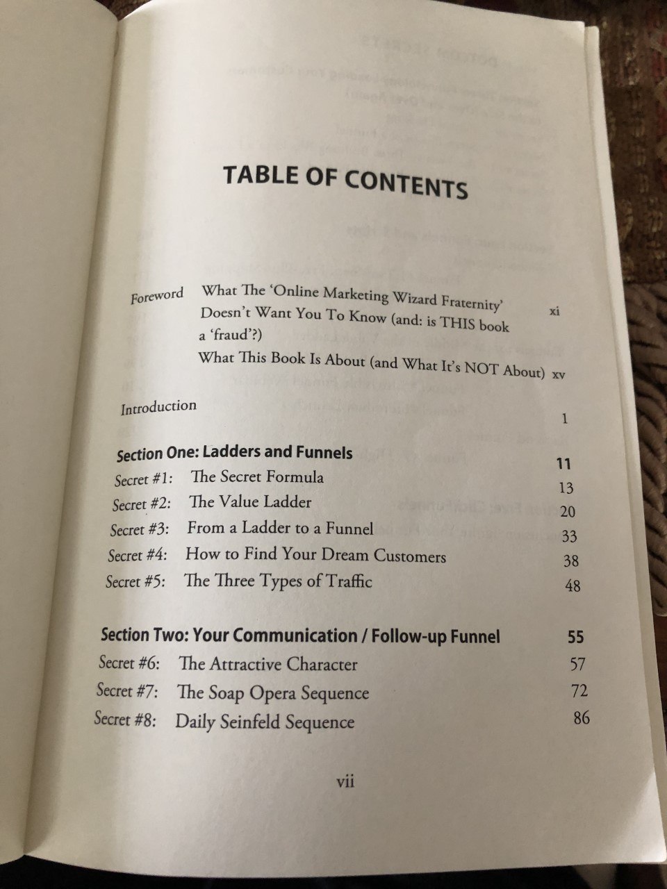 dot com secrets table of contents 1