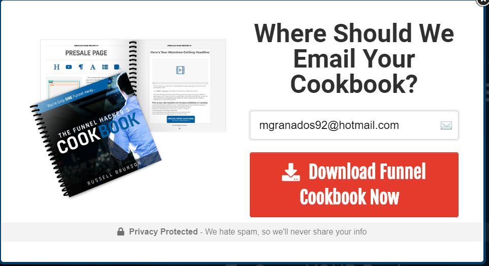 funnel hacker cookbook email