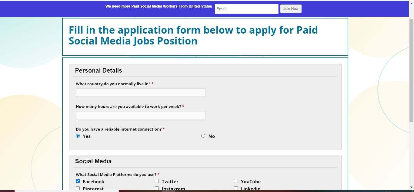 paid social media jobs application