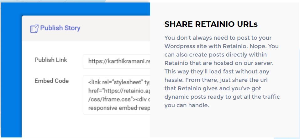 share retainio URL's