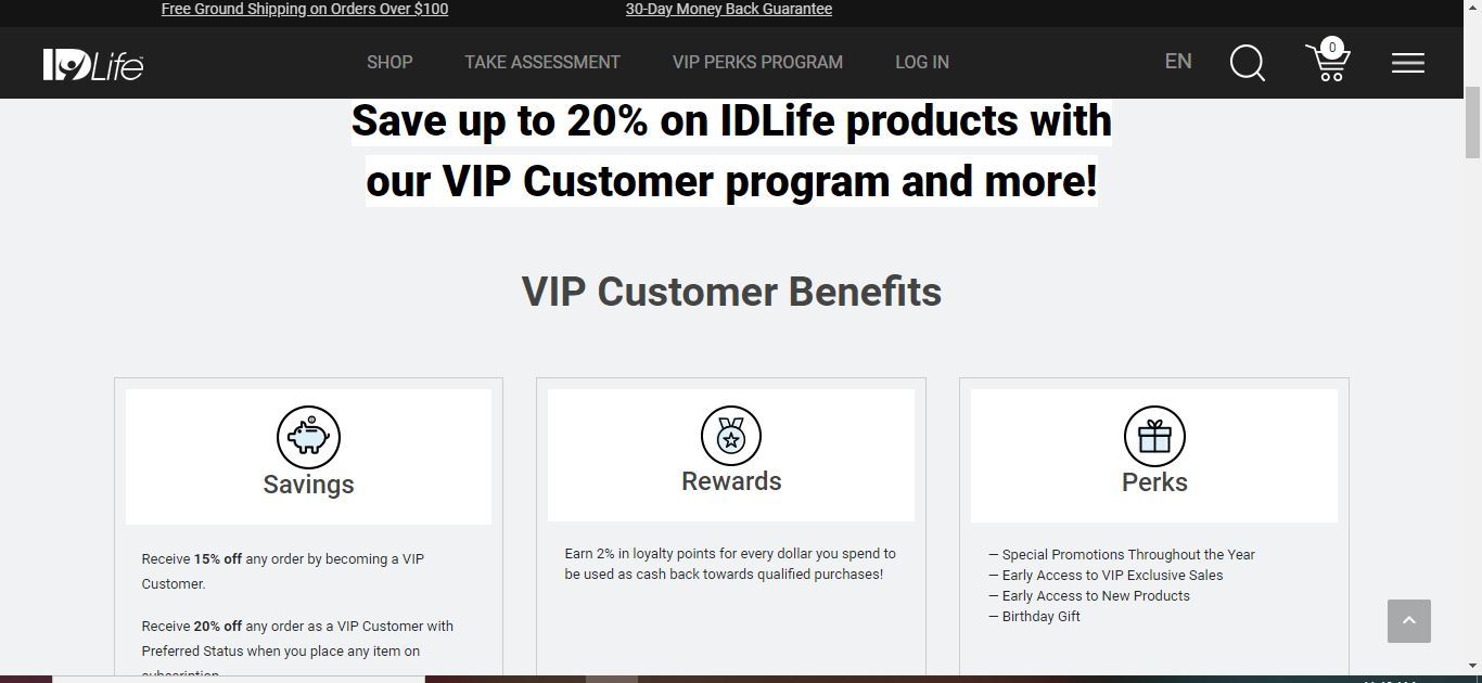 IDLife VIP perks program
