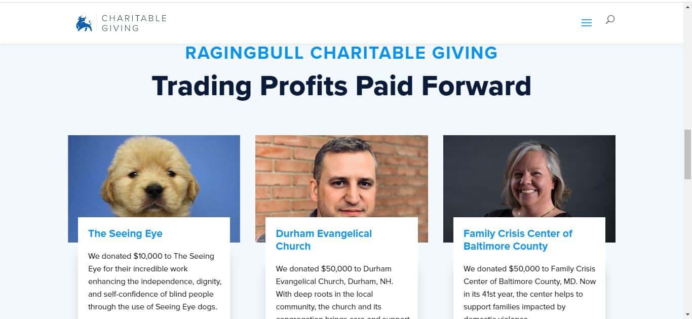 ragingbull charitable giving