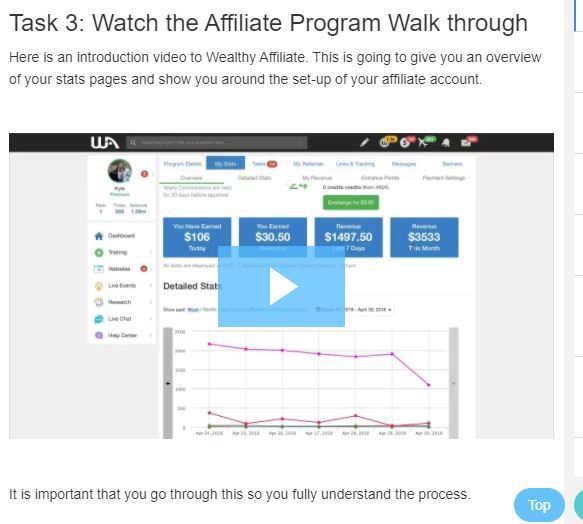 task 3 wealthy affiliate walk through