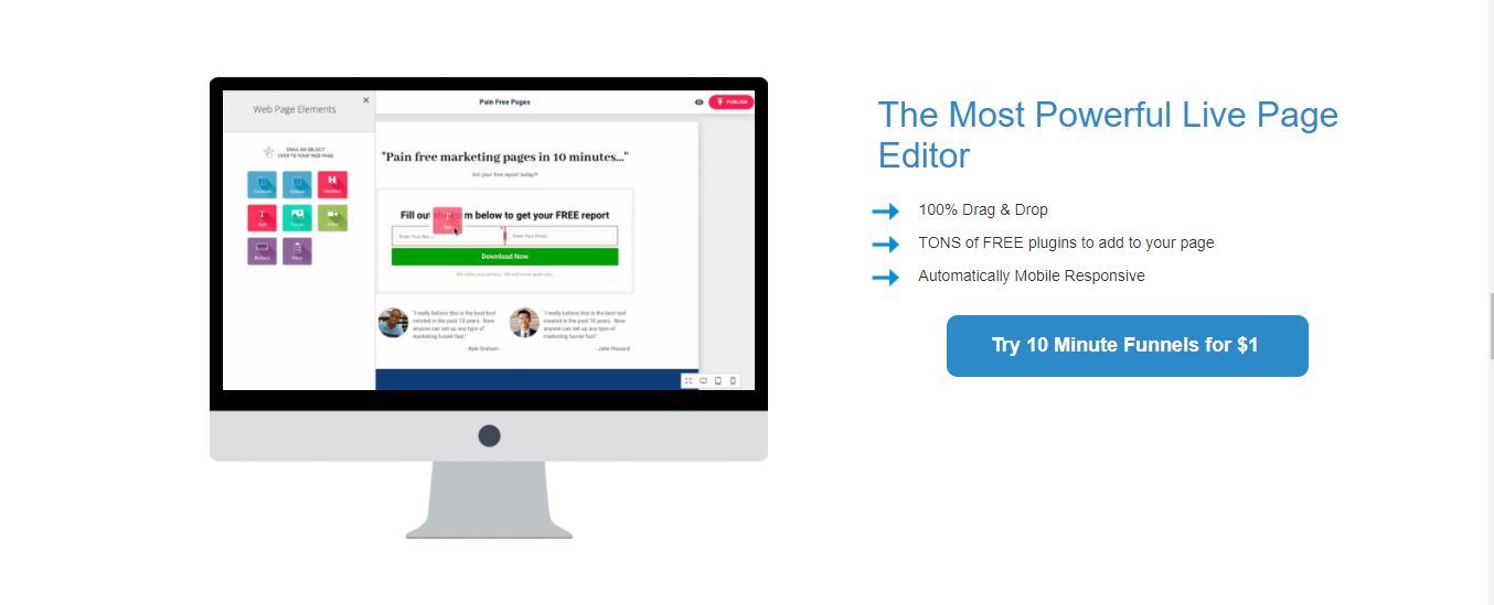 10 minute funnels live page editor