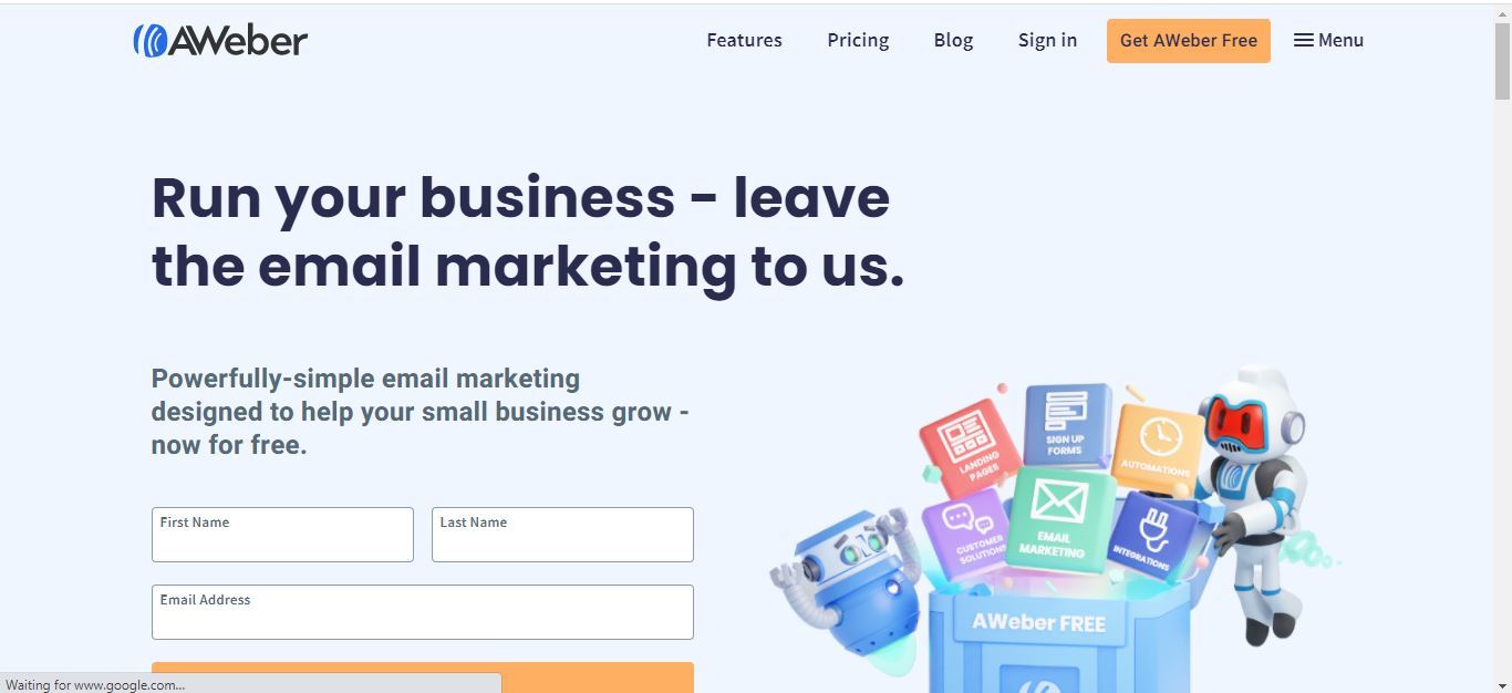 aweber email marketing home page