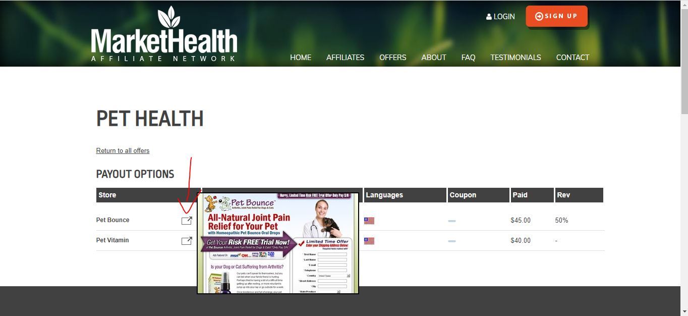 market health sales page