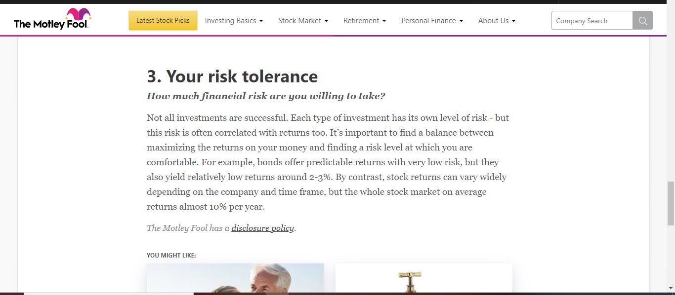 motley fool risk tolerance