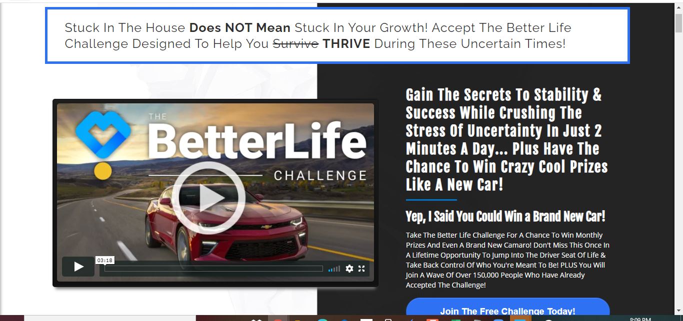 better life challenge home page