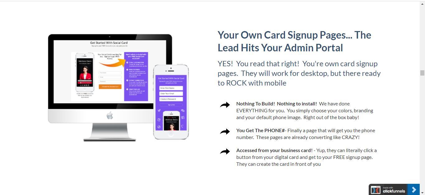 lead pro card sign up pages