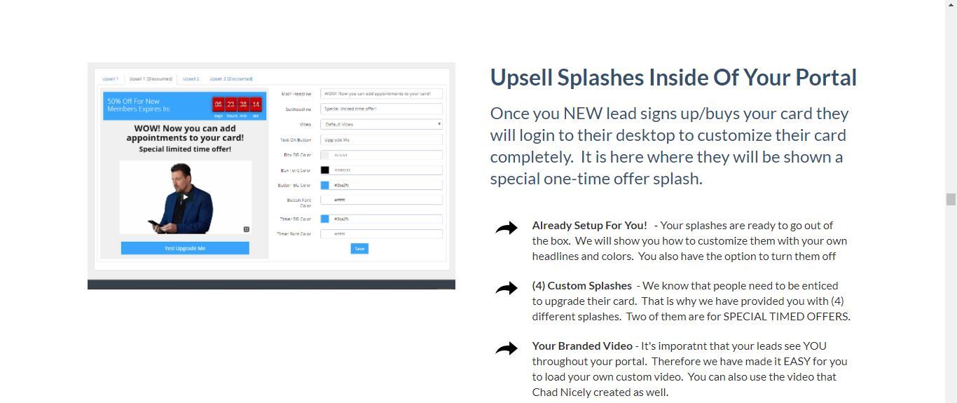 lead pro upsell splash pages