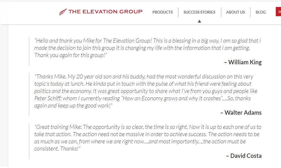 the elevation group success stories