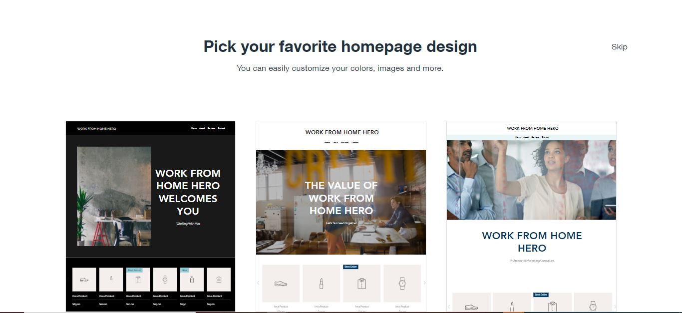 wix home page design