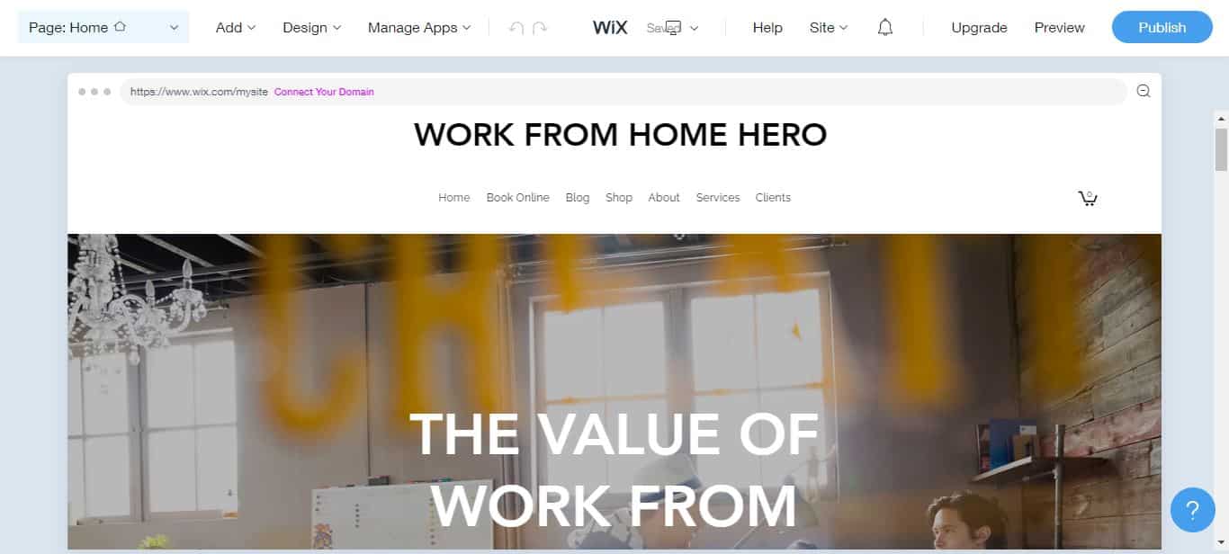 wix home page site