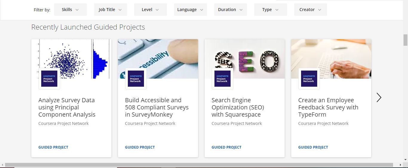 coursera recently launched guided projects