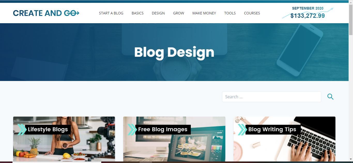 create and go blog design