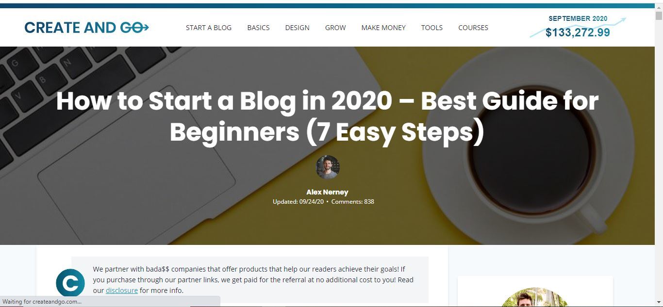 create and go start a blog