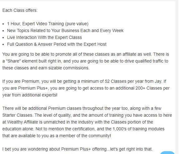wealthy affiliate classes
