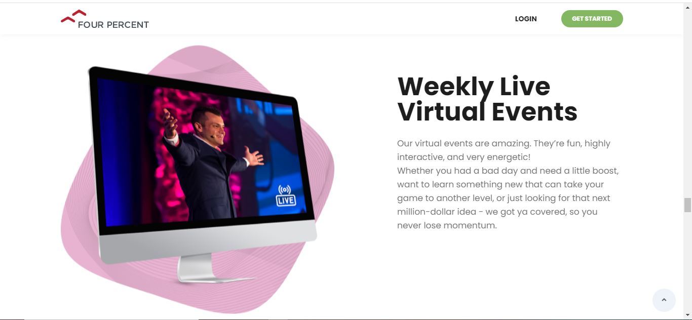 four percent weekly live virtual events