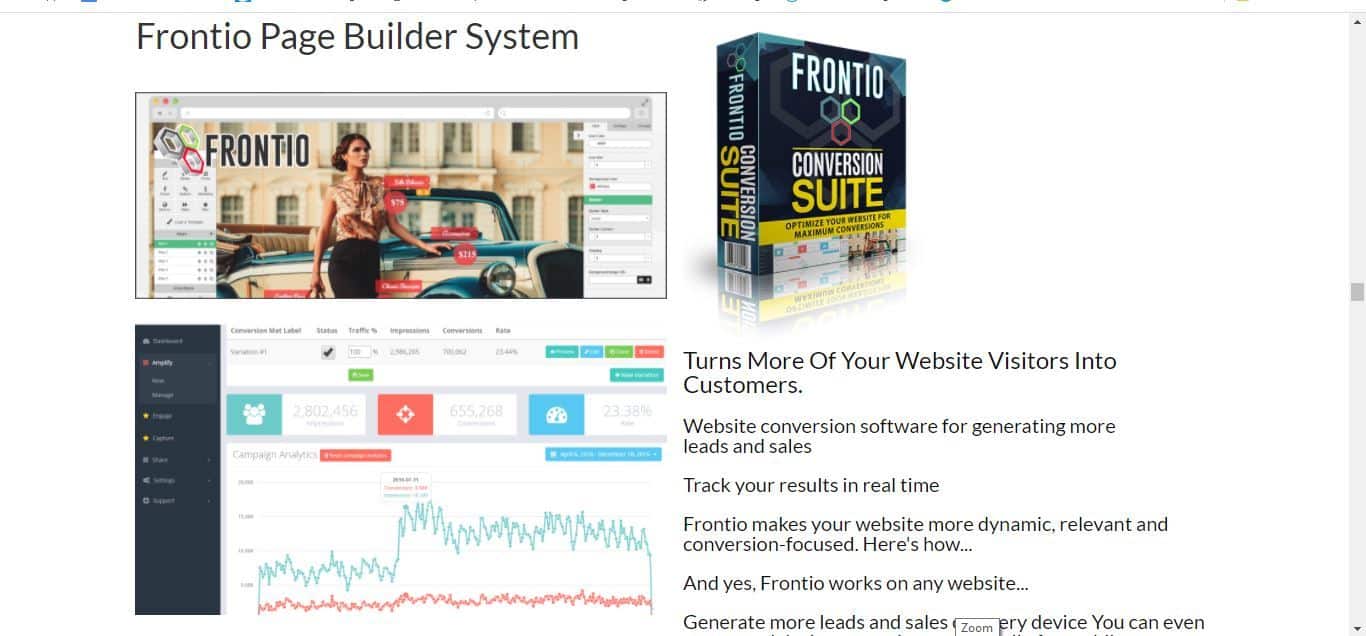 frontio page builder system internet profits