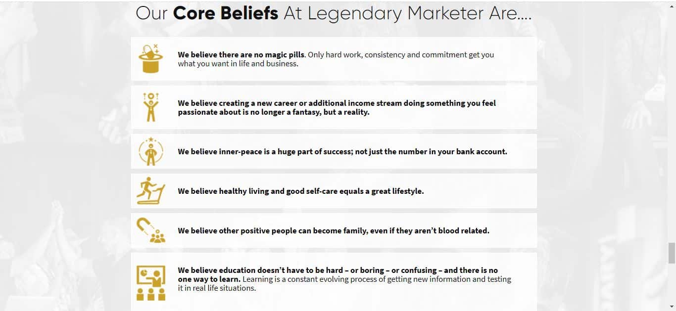 legendary marketer core beliefs