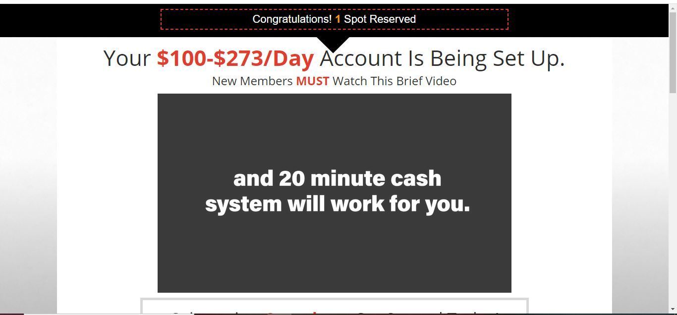 20 minute cash system account