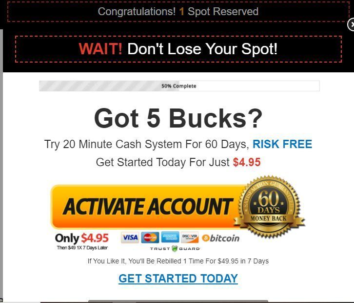 20 minute cash system cost