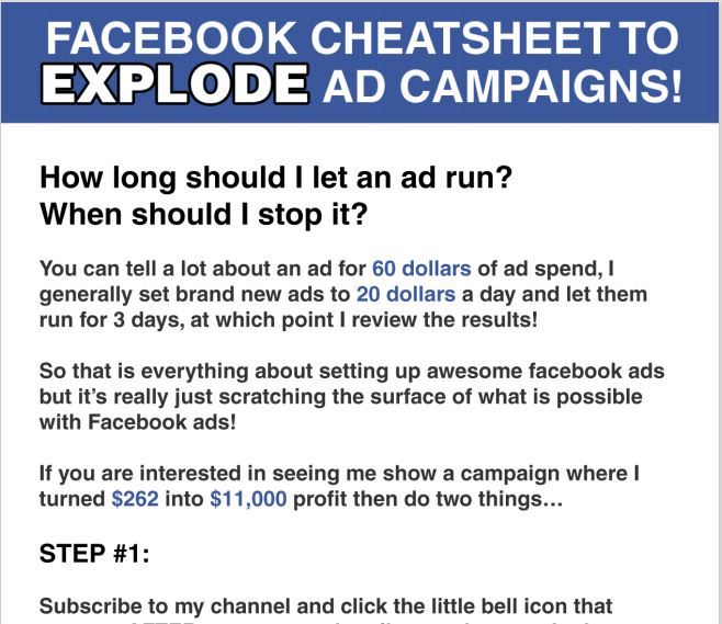 facebook ads cheat sheet faqs