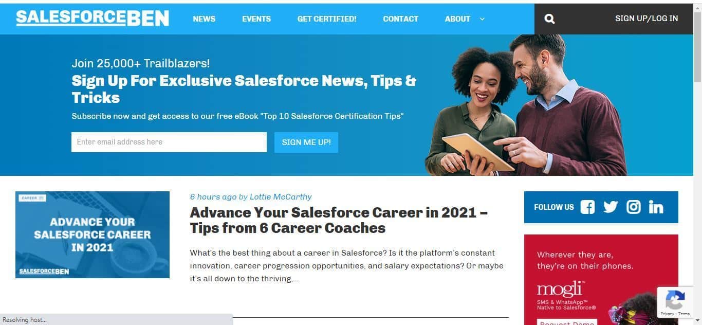 sales force ben home page