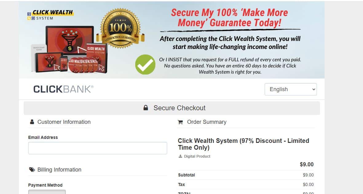 click wealth system cost