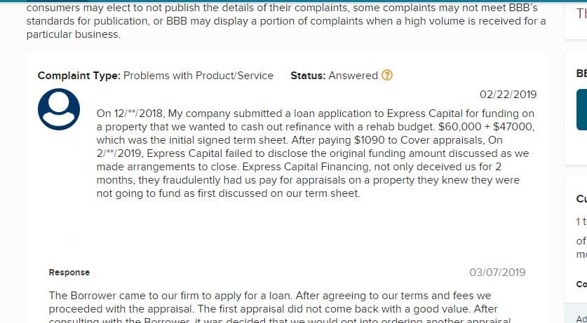 express capital funding complaints