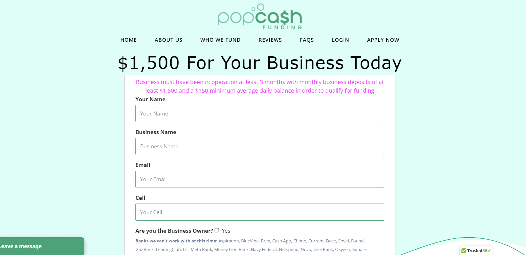 what is popcash funding