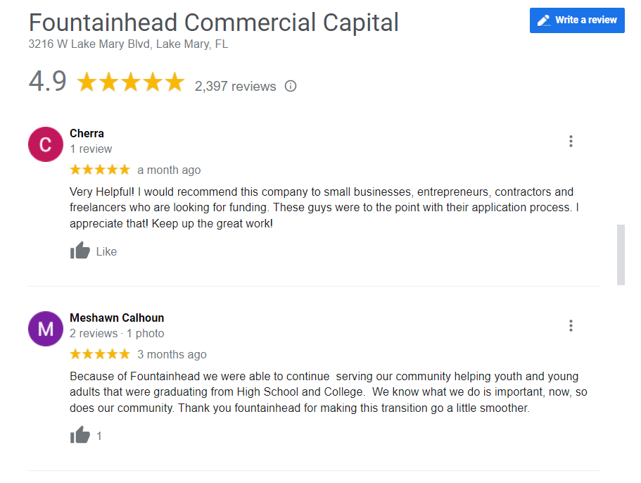 fountainhead commercial capital testimonials