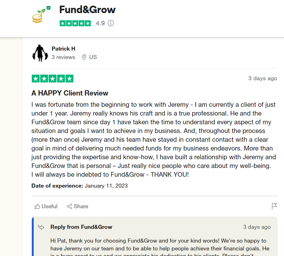 fund and grow trustpilot