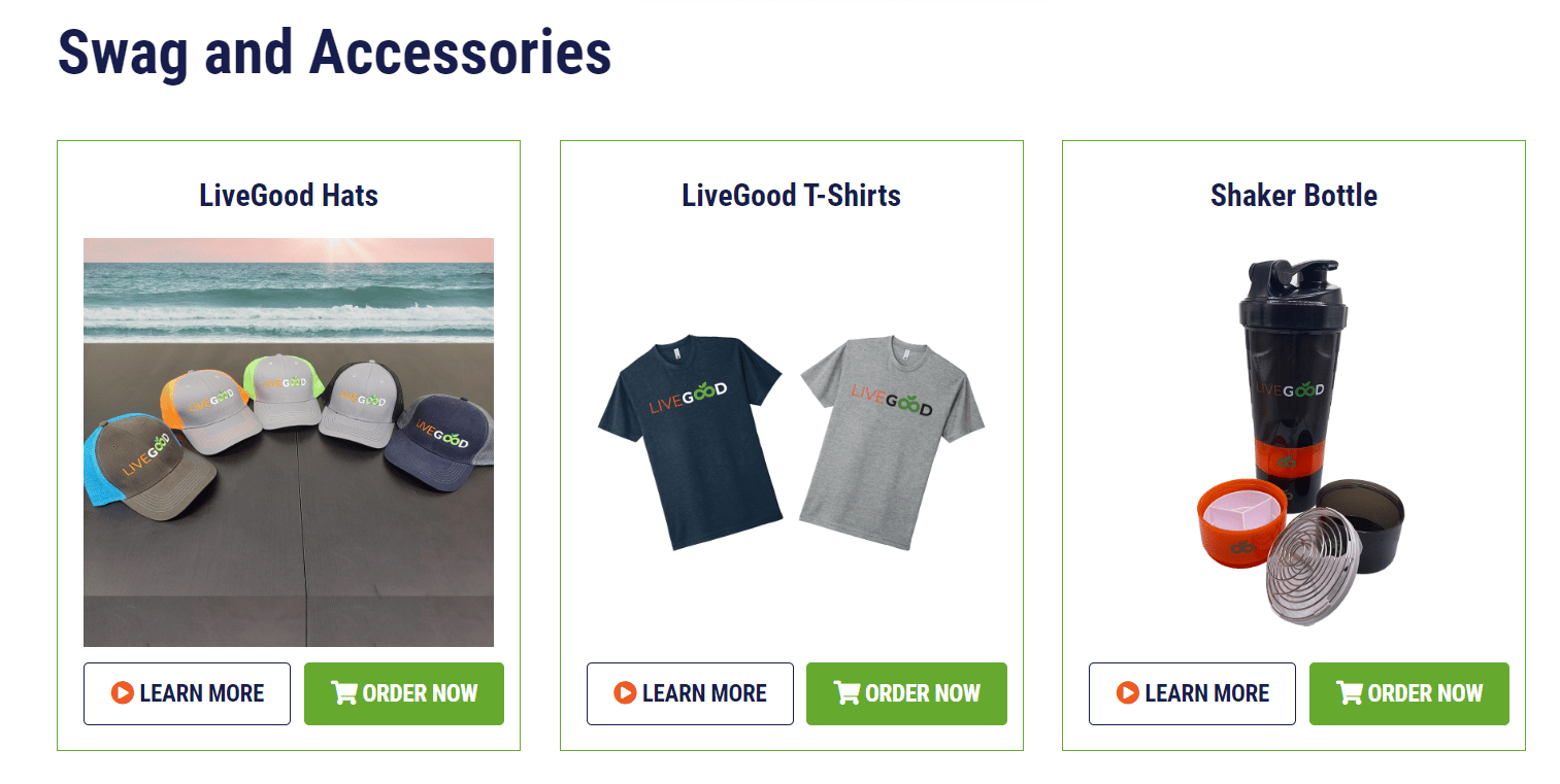 livegood swag and accessories