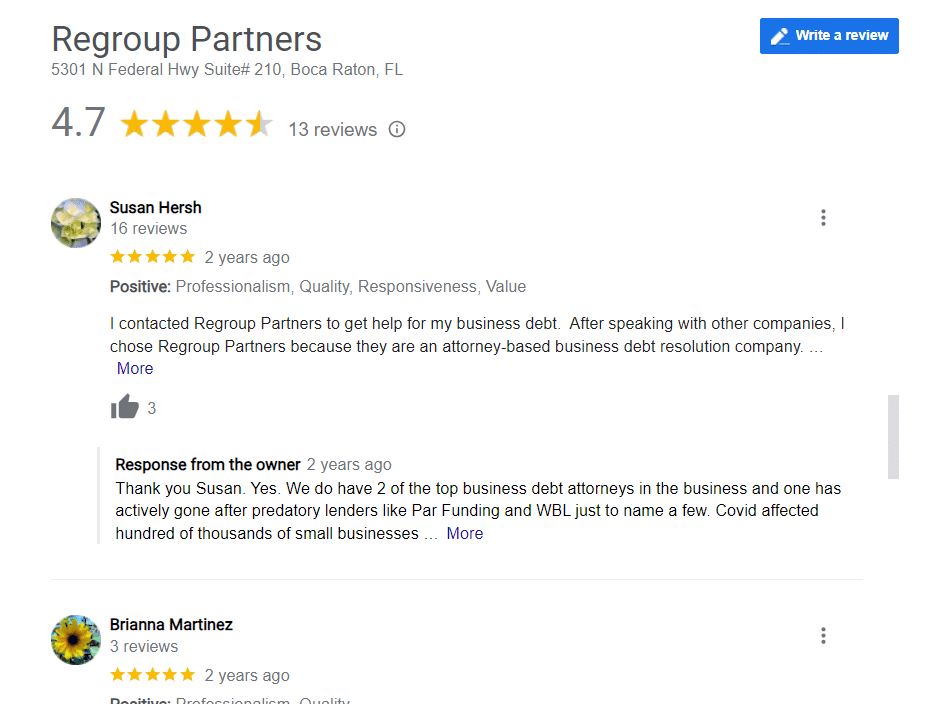 regroup partners google reviews